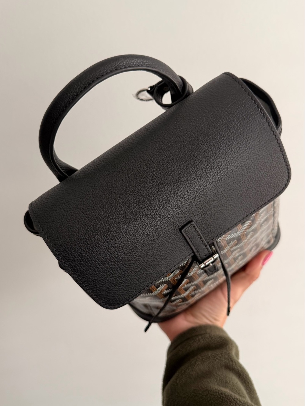 Goyard Alpin Mini Backpack Black Brown Goyardine Leather Trim - Missing Straps - Picture 6 of 8